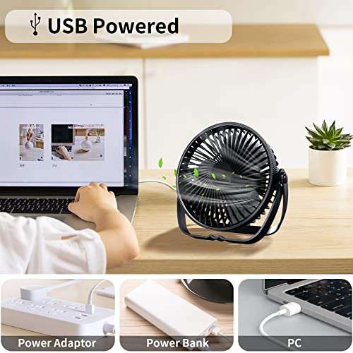 Nestling Desk Fan, Portable 360° Rotation 6" Desk Fan, 3 Speeds - Sold by Osmanthus fragrans Co., Ltd