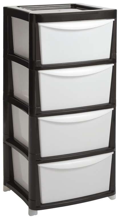 Argos Home 4 Drawer Plastic Storage Tower - Black/Grey/White - £16.66 with click & collect @ Argos