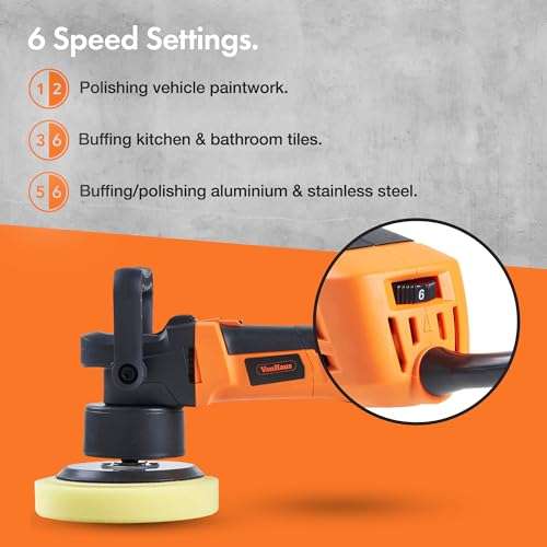 VonHaus Dual Action Polisher Kit, Random Orbit Polishing Machine, 600W, Includes 4 Buffing Pads and Carry Case - Sold by VonHaus UK