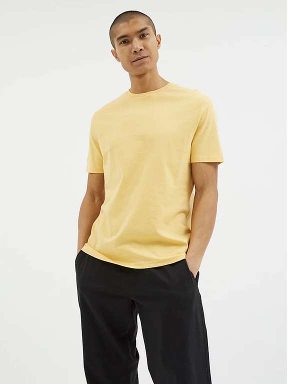 Mens 100% Cotton Yellow Plain Crew Neck T-Shirt | XS only free C&C