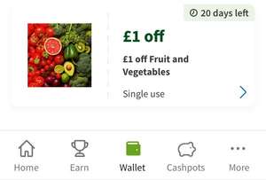 £1 off fruit and veg NO minimum spend via Asda rewards (Account specific)
