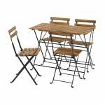 Outdoor Table +4 chairs, black/light brown stained Free Collection (Family Card Price)
