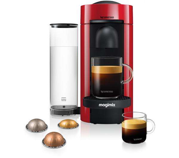 Nespresso by Magimix Vertuo Plus 11389 Pod Coffee Machine - Red + 50 Pods & Milk Frother (By Claim Form) £58 With Code @ Currys