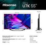 Hisense 55 Inch ULED Mini-LED Smart TV 55U7KQTUK - 144Hz VRR, HDMI 2.1, Quantum Dot Colour, Dolby Vision IQ, VIDAA, (2023 ) with vouchers