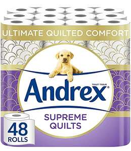 Andrex Supreme Quilts Quilted Toilet Paper - 48 Roll - (£27.08 S&S / £17.79 possible with first time sub & save + voucher stack)