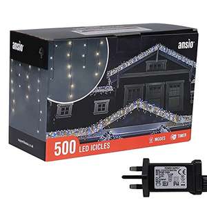 ANSIO Outdoor Christmas Lights 500 LED 17.4m/56ft Icicle Lights (Used Very Good) £12.53 @ Amazon Warehouse