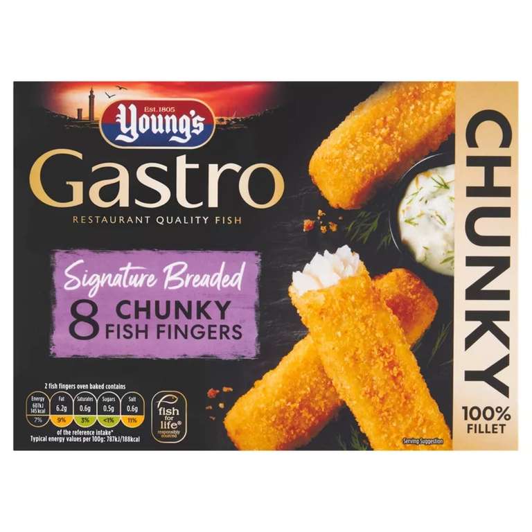 Young's Gastro Fish Fingers 8 Pack (Oban)