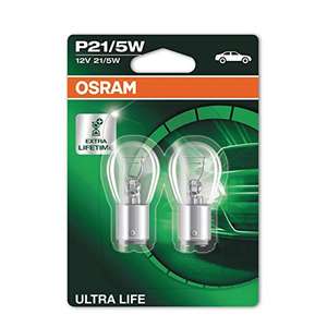 OSRAM ULTRA LIFE P21/5W halogen signal lamp, brake light, rear fog light, 7528ULT-02B, 12 V passenger car, double blister £2.80 @ Amazon