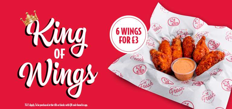 6 solo wings and sauce for £3 on Slim Chickens app