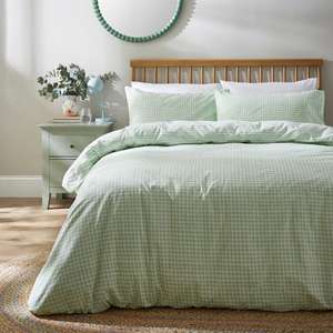 Gingham Light Green Duvet Cover and Pillowcase Set, Single £3.50 Double £5 & Kingsize £6 - Click & Collect Only (Limited Stores)
