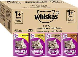 Whiskas Casserole Wet food pouches, delicious and tasty poultry selection in jelly, suitable for cats aged 1+, 84 x 85g - £16.96 @ Amazon