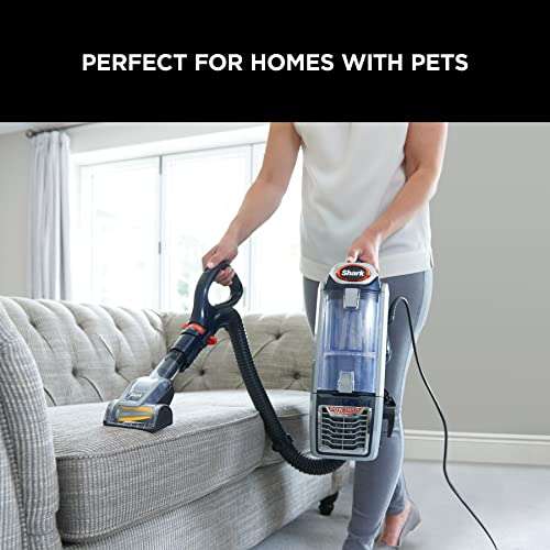 Shark Upright Vacuum Cleaner Powered Lift-Away with Anti-Hair Wrap Technology, Pet Hair, Navy and Orange