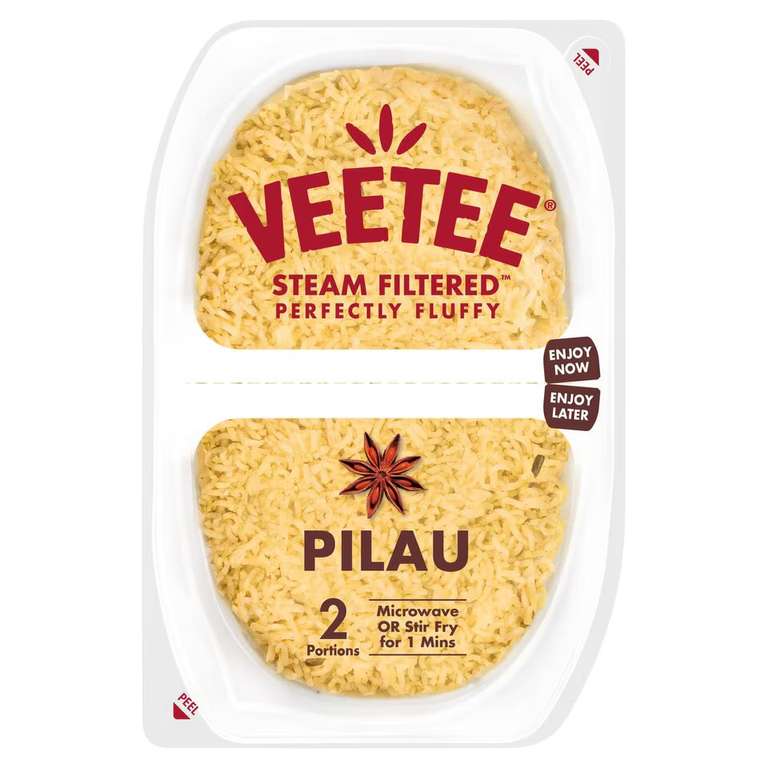 Veetee Heat and Eat Pilau Rice Pots 2x125g - Clubcard Price