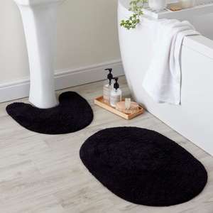 Black Oval Bath Mat and Pedestal Mat Set - £2.50 free Click & Collect @ Dunelm