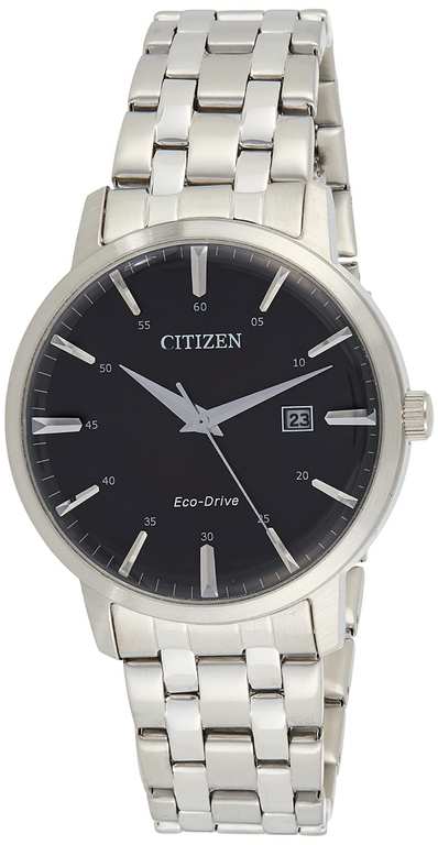 Citizen Men's Bracelet Watch, Black, 40MM, BM7460-88E | Eco-Drive Solar Powered, Mineral Crystal, 50M Water Resistant, Silver Tone