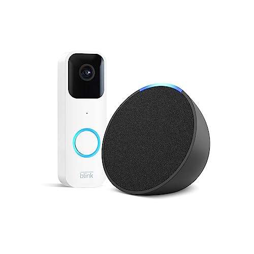 Blink Video Doorbell, White Or Black + Introducing Echo Pop Charcoal Smart Home Starter Kit £39.99 (Prime Exclusive) @ Amazon