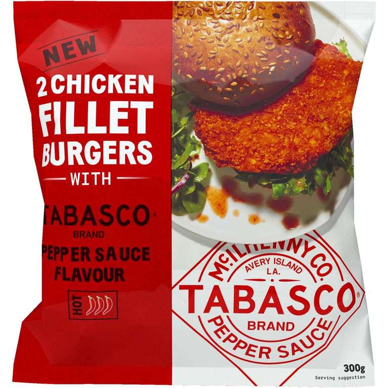 Tabasco 2pk Chicken Fillet Burgers 300g - £2 @ Iceland