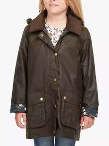 Barbour Kids' Hadley Wax Jacket, Green Olive - £38.70 with free Click & Collect @ John Lewis & Partners