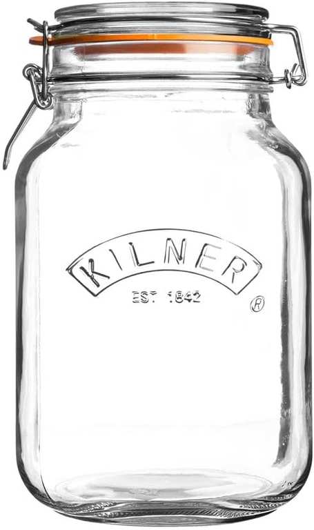 3x Kilner 2 Litre Square Clip Top Glass Jars (Minimum Order of 3) - £4.40 Each