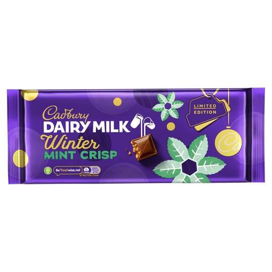 Cadbury Dairy Milk Winter Mint Crisp Limited Edition 360G Chocolate Bar £2.50 (Clubcard Price) @ Tesco
