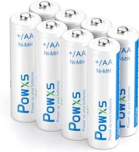 POWXS 2000mAh AA Rechargeable Batteries 8-Pack, Pre-Charged 1.2 Volt Ni-MH - £4.24 with code sold by POWXS FB Amazon