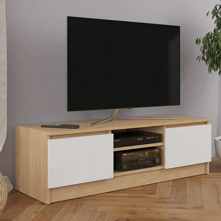 Wooden Large TV Stand (in White & Oak) - £49.99 + Free Delivery - Sold and shipped by Eurotrade W Ltd, Range+ Partner