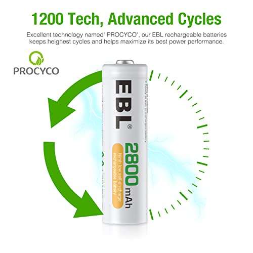 EBL 16pcs 2800mAh Ni-MH Rechargeable AA Batteries sold by EBL Stores