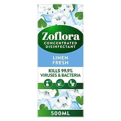 Zoflora Linen Fresh 500ml, Concentrated 3-in-1 Multipurpose Disinfectant £5 @ Amazon