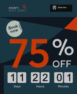 75% off 2 single journeys on Avanti West Coast for email subscribers