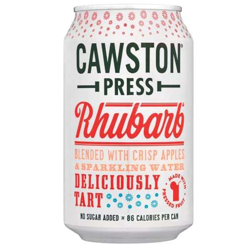Cawston Press Rhubarb Fizzy Drink Blended with Sparkling Water and Pressed Apple Juice 330ml x 12 cans £9 / £8.10 Subscribe & Save @ Amazon