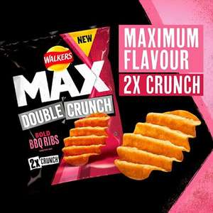 24 x Walkers Max Double Crunch Bold BBQ Ribs 50g Packs BBE 16/04/22 £9 @ Yankee Bundles