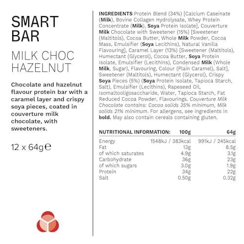 PhD Nutrition Smart Protein Bar Low Calorie, 20g of Protein, 64g Bar (12 Pack) - £9.49 w/ Max S&S & Voucher