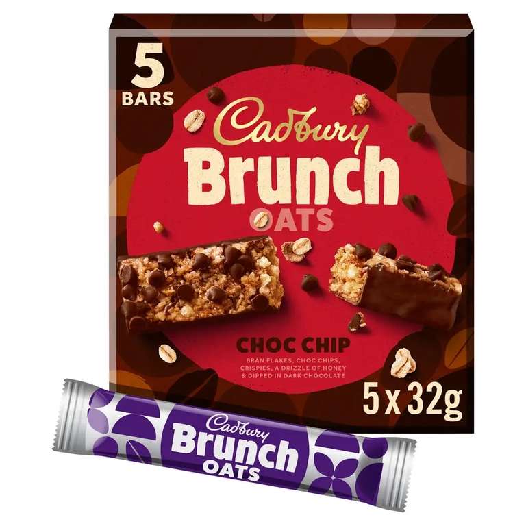 Cadbury Brunch Bar 5 Pack 160g (Bournville / Peanut / Choc Chip / Raisin) (Clubcard Price)