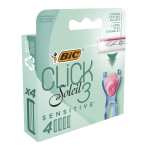 BIC Click 3 Soleil Sensitive Women's Razor Refills, 3 Moveable Blades and Lubricating Strip - Box of 4 Cartridges