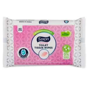 Saxon Fresh & Clean Biodegradable Sensitive Toilet Tissue Wipes 40 Pack