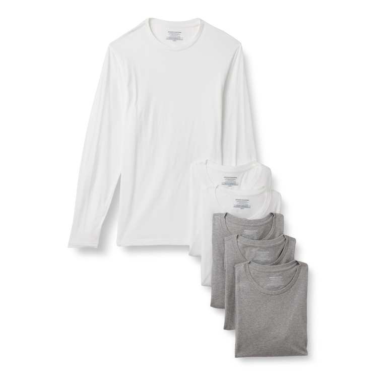 Amazon Essentials Men's Cotton Long Sleeve T Shirt/Vest Pack of 6 - Size M