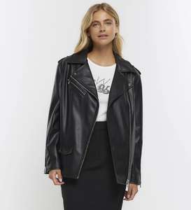 River Island Womens Biker Jacket Black Faux Leather with code + free delivery @Riverisland EBay