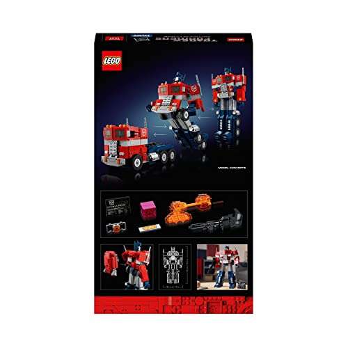 LEGO 10302 Icons Optimus Prime Transformers Figure Set, Collectible Transforming 2in1 Robot and Truck Model Building Kit