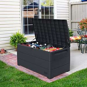 Duramax Cedargrain Durabox 416 Litre/ 110 Gallon, Outdoor Plastic Deck Box and Garden Furniture Organizer, Woodgrain Texture, Lockable