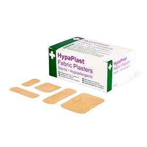 Safety First Aid Group HypaPlast 100 Assorted Fabric Plasters, Sterile Hypoallergenic with voucher