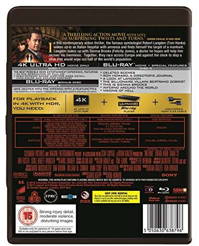 Inferno (4K Ultra HD Blu-ray + Blu-ray + Blu-ray Bonus Disc) £5.99 @ Amazon