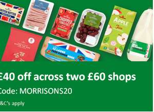 £40 off 2 Morrisons Amazon Shops (2 x £20 off £60 shop) with code