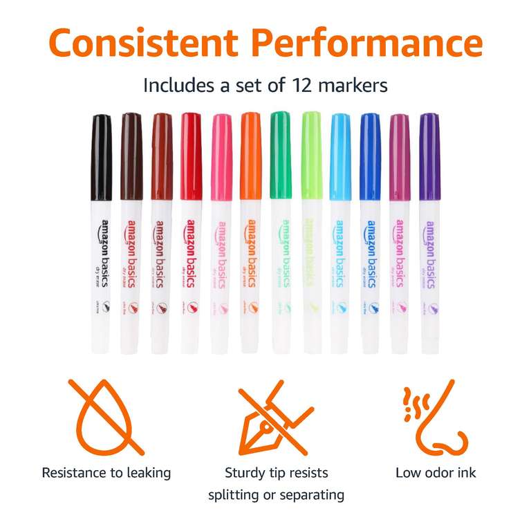 BRIGHT and accurate: Amazon Basics Low Odor Ultra Fine Tip Dry Erase ...