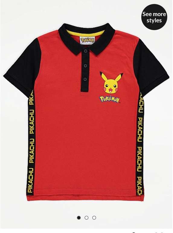 £5 Pokemon Pikachu Red Polo Top £5 @ Asda George + Free Click & Collect