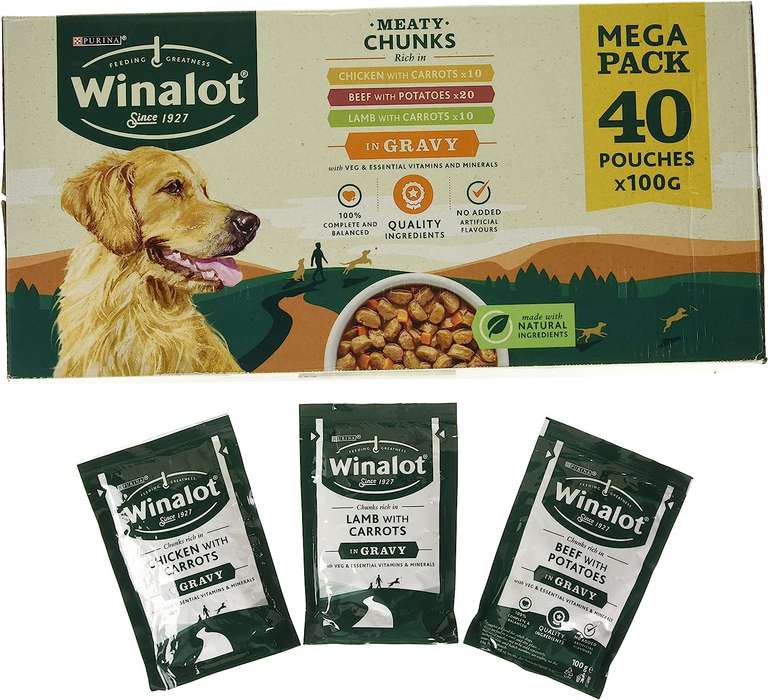 Winalot Dog Food Mixed in Gravy, 40 x 100g (Prime Exclusive) £9.99 delivered @ Amazon