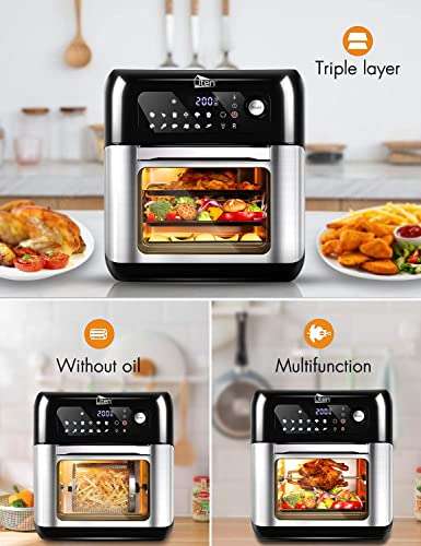 Air Fryer Oven, Uten 10L Digital Air Fryers Oven, Smart Tabletop Oven with 12 Preset Menus, LED Touch Screen, 1500W