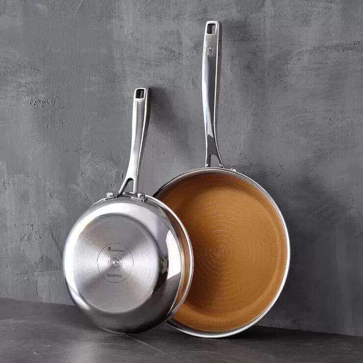 Masterpro Tri-Ply With A Ceramic Coating - 2 Piece (24.5 & 28cm) Frying Pan Set - Suitable for all hobs including induction