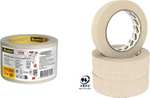 Scotch Utility Masking Tape, Promo Pack of 3 Rolls, 30 mm x 50 m, Beige- Painters Masking Tape for Indoor Painting and Decorating, 70% PEFC