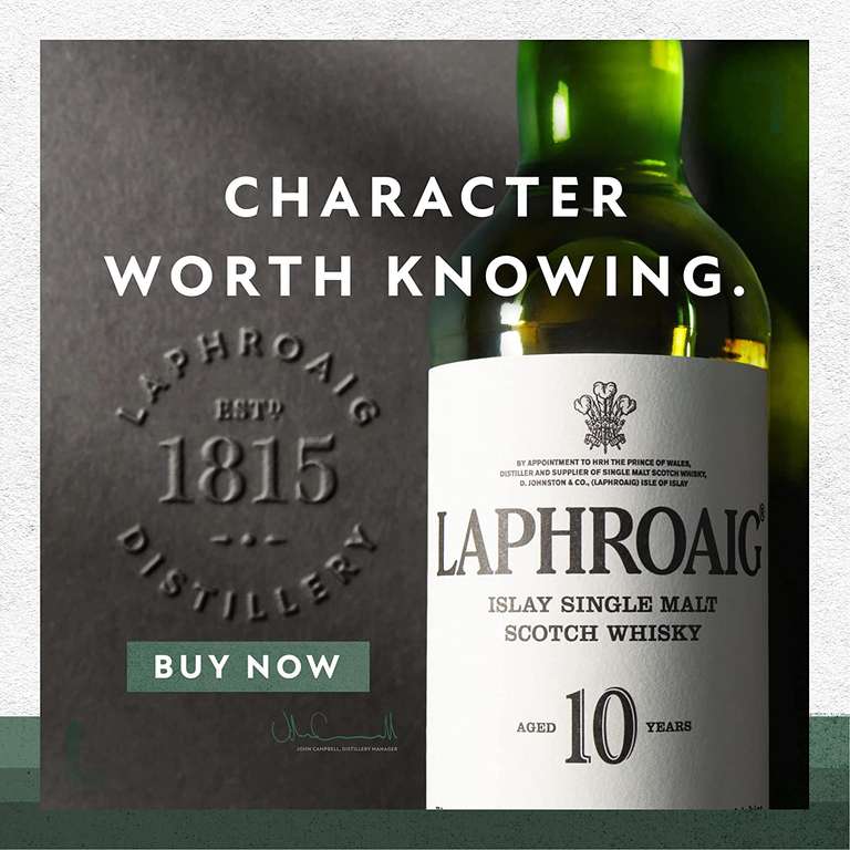 Laphroaig 10 Year Old Single Malt Whisky Limited Edition Glass Gift Pack. 70cl - £35.70 @ Amazon