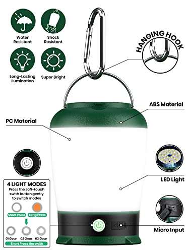 TopK Camping Lantern Rechargeable / 6 Lighting Modes / Waterproof / for Camping, Emergency, Fishing, Hiking etc by TOPK / FBA